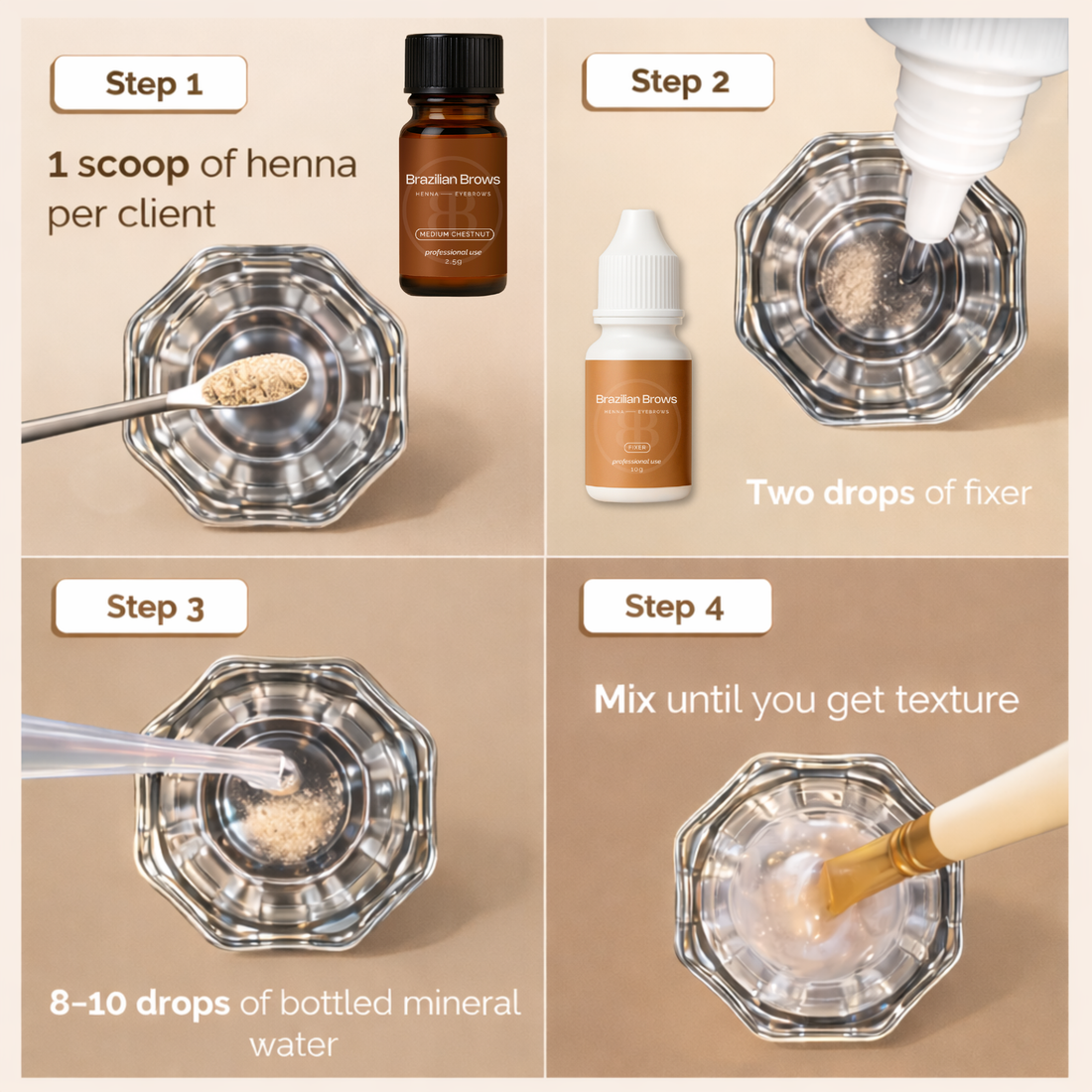 Henna Brow Kit - 6 Colors (±210 clients)